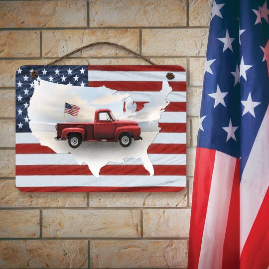 Courtside Market® Celebrate 250™ 12" x 16" Wounded Warrior Project® Land of the Free Hanging Wooden Artboard with Twine